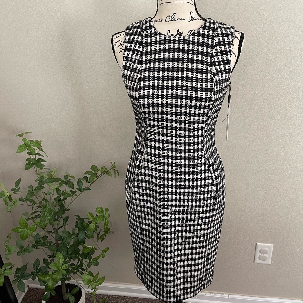 Calvin Klein Sleeveless Gingham Check Sheath Dress